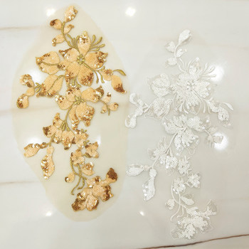 手工缝珠立体刺绣DIY现货童装晚礼服花边装饰辅料钉珠蕾丝贴花详情46