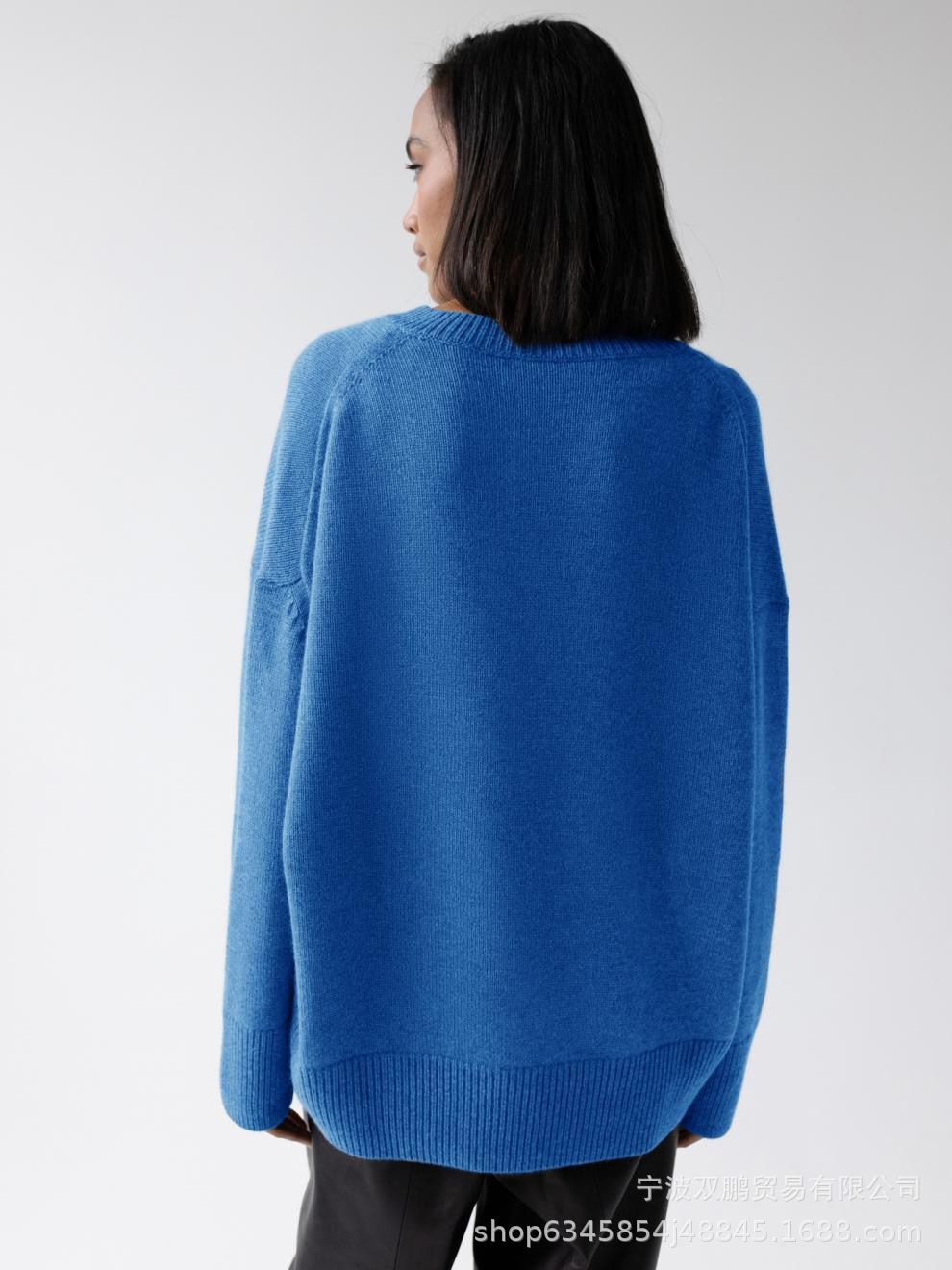 秋冬跨境俄罗斯爆款女装针织衫圆领纯色宽松毛衣欧美详情22