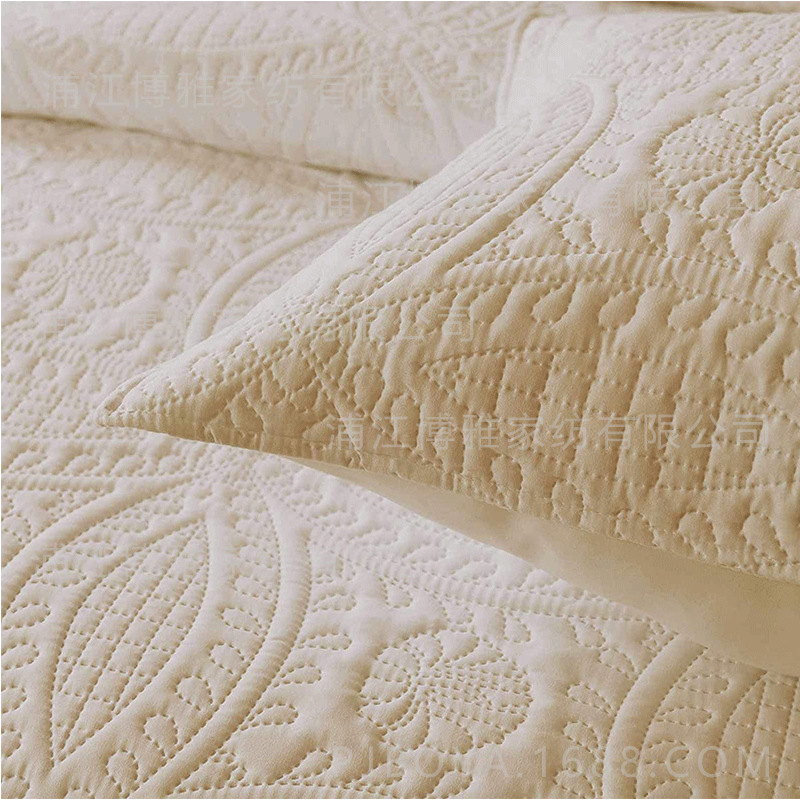 Boya Home Textile Wholesale 2022 High-quality Summer Three-piece Set Solid color Gongsatin Jacquard quilted high-count high-density Pillowcase pic 11