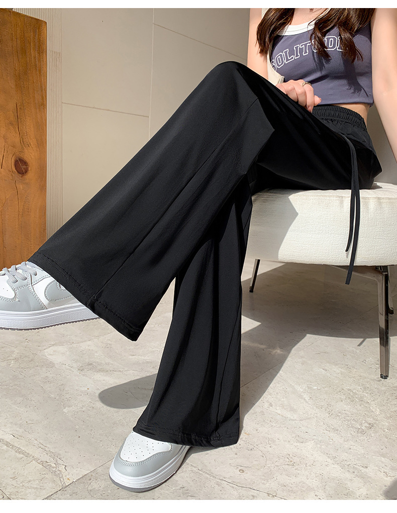 UPF50+夏季薄款冰丝运动裤女高腰宽松直筒休闲阔腿居家凉凉防晒裤详情21