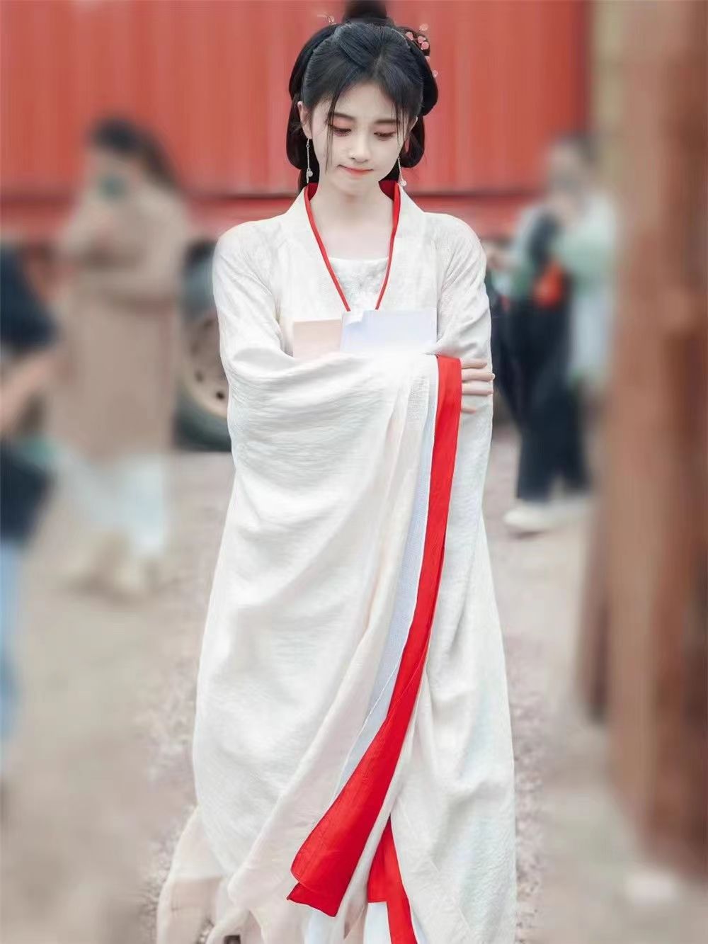 国潮花间令鞠婧祎同款影视古装汉服女2024新款魏晋风交领齐腰直裾襦裙详情7