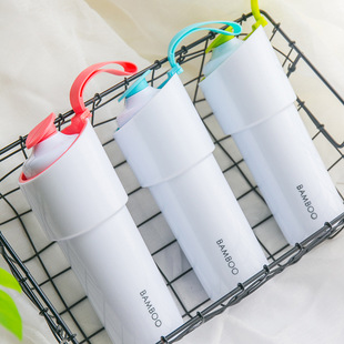 INS网红小麦秸秆直身玻璃水杯双层随手杯带提绳户外旅行杯随手杯详情6