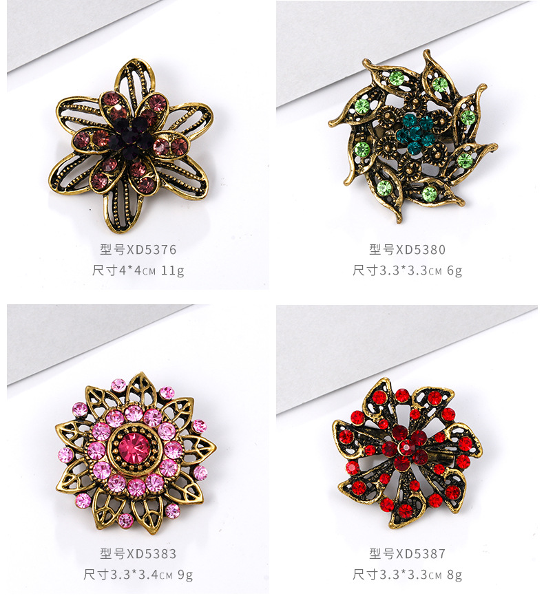亚马逊时尚外贸卡装镶水钻胸针 合金水钻小别针胸花服饰 配饰批发详情15