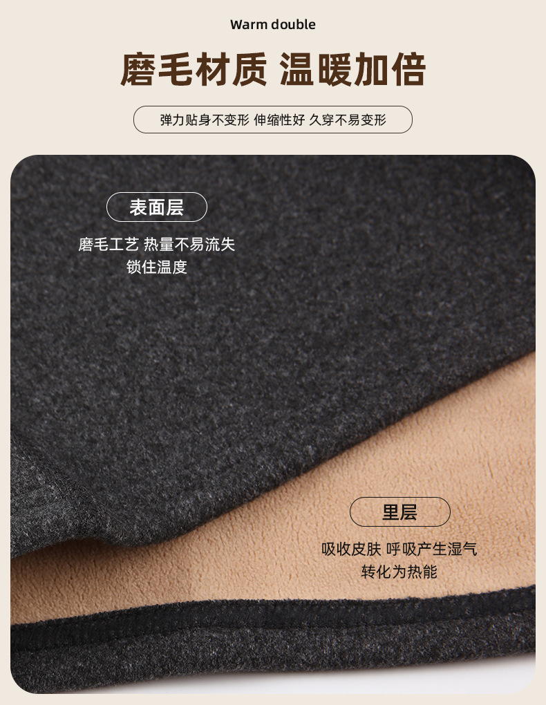 纯色圆领驼绒保暖套装秋冬加厚套头秋衣女中老年加厚内衣打底套装详情6