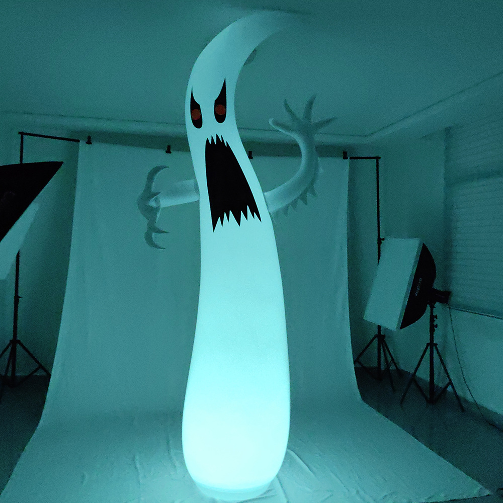 跨境新品PVC万圣节白鬼幽灵LED发光充气气模户外庭院草坪装饰道具详情3