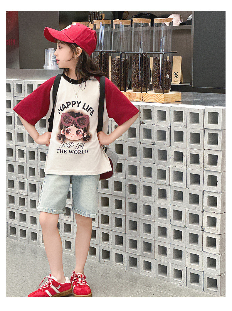 女童卡通T恤夏季2024新款女儿童纯棉上衣夏款中大童薄款短袖体恤详情17