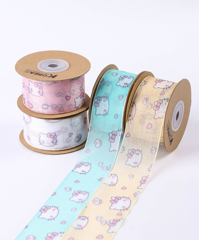 Cute Hello Kitty chiffon, printed webbing, DIY handmade hair accessories, flowers, gift packaging, clothing, bow accessories pic 7