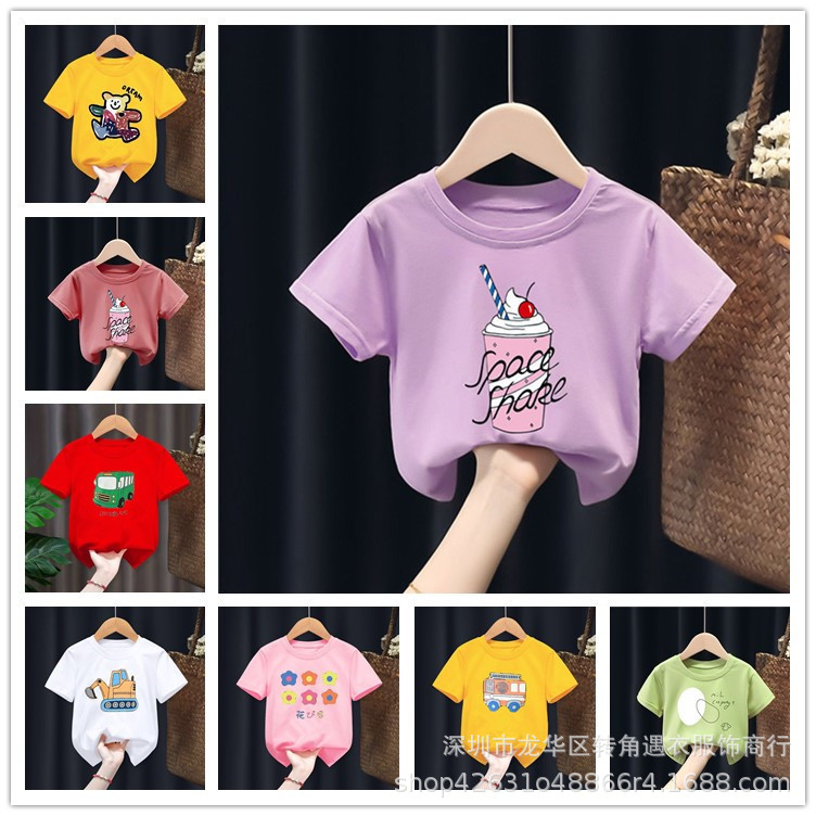 Summer Korean short-sleeved T-shirts for small and medium-sized children are being cleared out for export to Southeast Asia pic 4