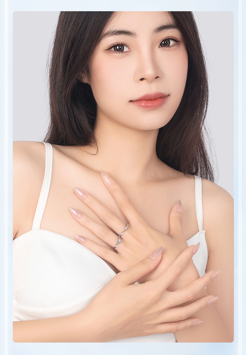 莫比乌斯纯银s999情侣款戒指男女一对轻奢简约款锆石戒环麻花对戒详情5