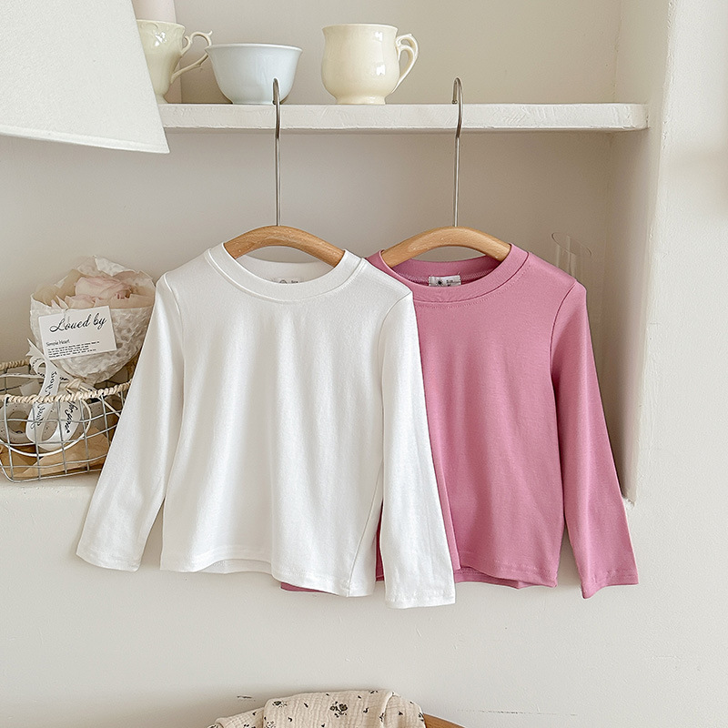 A white long-sleeved loose T-shirt for children, a cute base layer, top and mask T-shirt for boys, girls and babies in spring and autumn pic 12