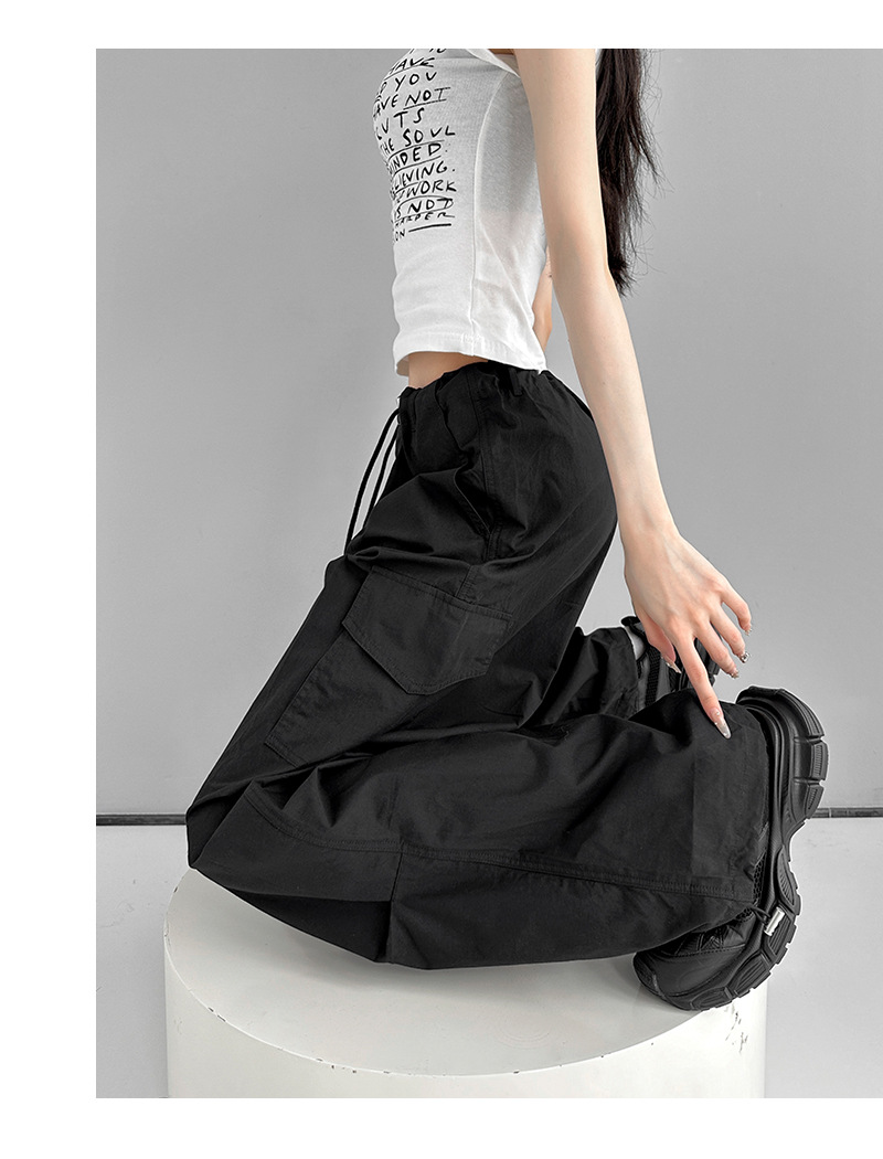 美式白色工装裤女夏季薄款潮流百搭宽松显瘦束脚休闲裤高腰运动裤详情10