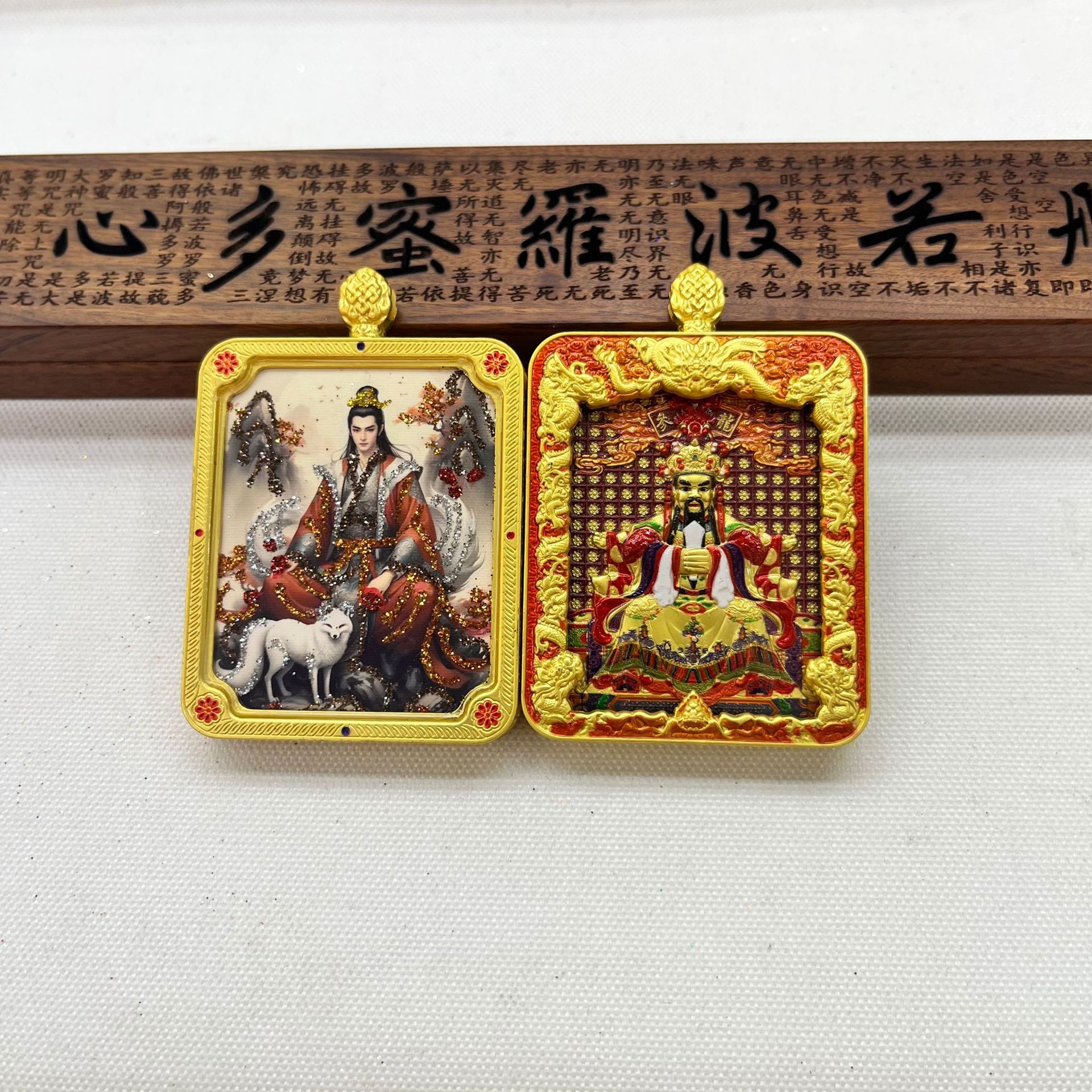 五台山唐卡浮雕双面款立体龙五爷吞金兽双面唐卡前世今生项链吊坠详情25