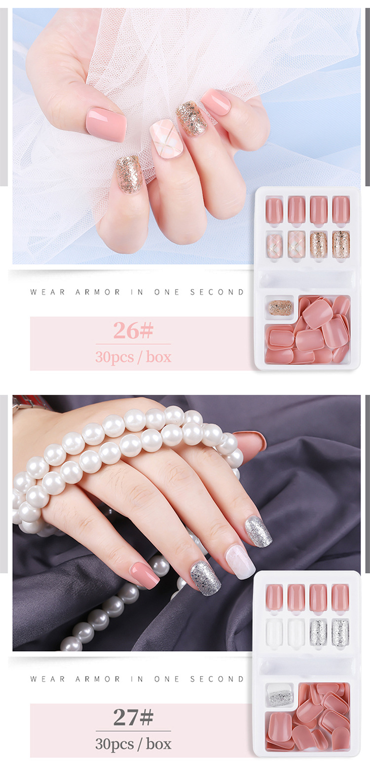 Finished nail care wearable nail patches 30-piece box set, detachable and reusable, artificial nail wearable patches, full nail patches, exclusively for export. Exclusively for export pic 21