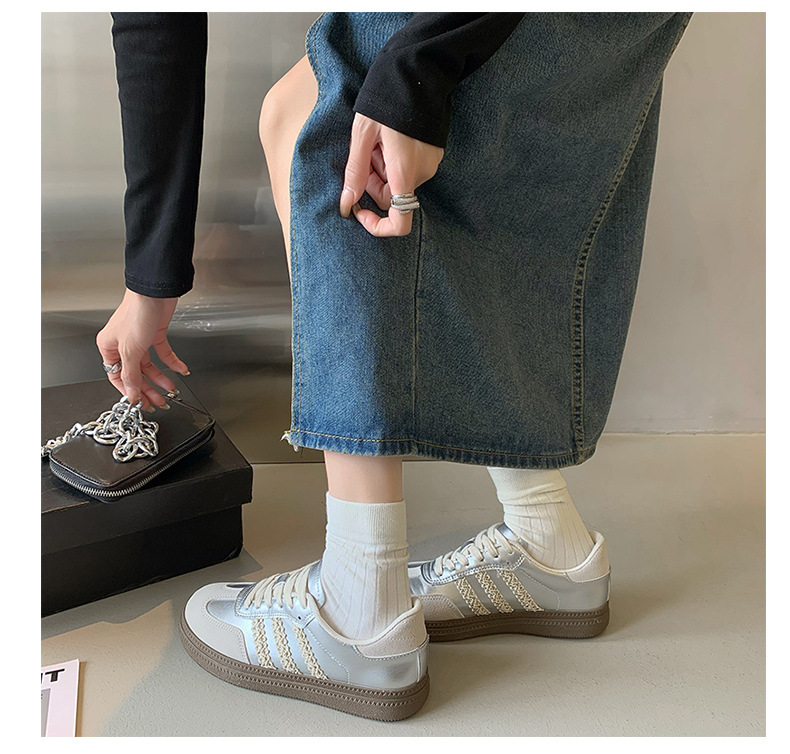 银色圆头德训鞋女款2024年秋季新款复古阿甘鞋软底轻便运动休闲鞋详情27
