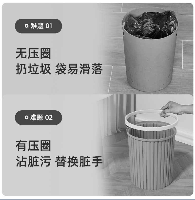 加厚垃圾篓家用大号客厅厨房浴室大容量无盖大口径塑料垃圾桶批发详情3