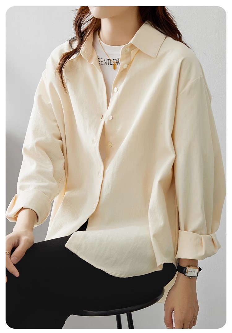 2024秋季纯色衬衫女休闲时尚百搭衬衣韩系通勤外套上衣详情12