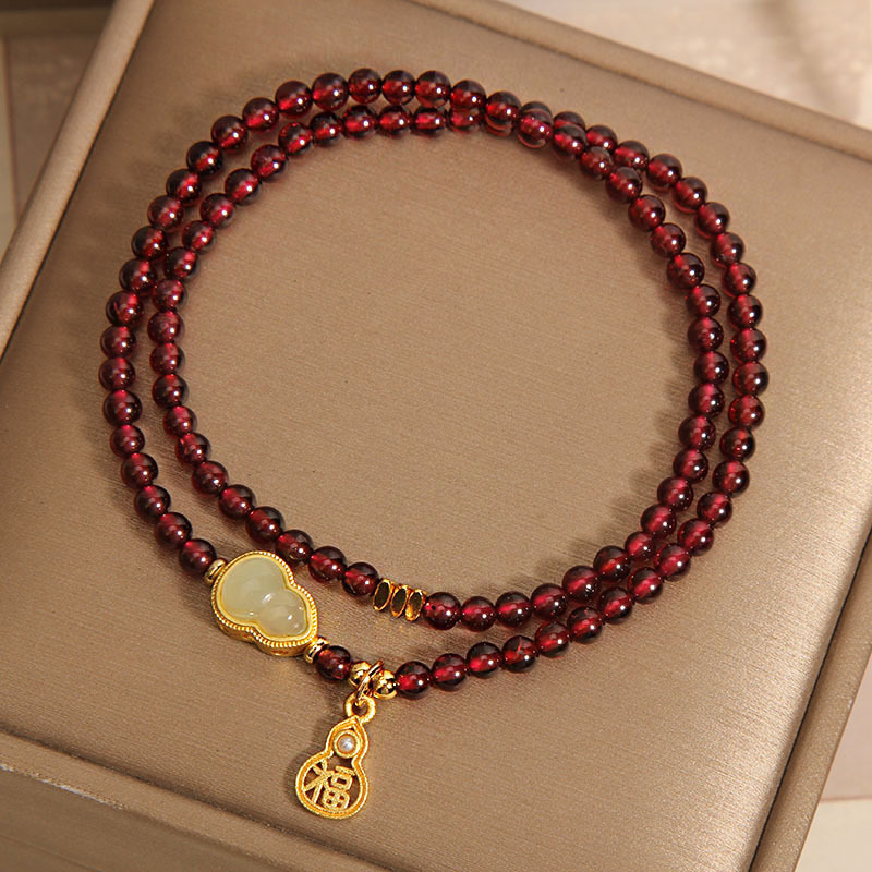 素圈石榴石手串高货净体酒红仿石榴石养颜女人石东海可塘水晶批发详情17