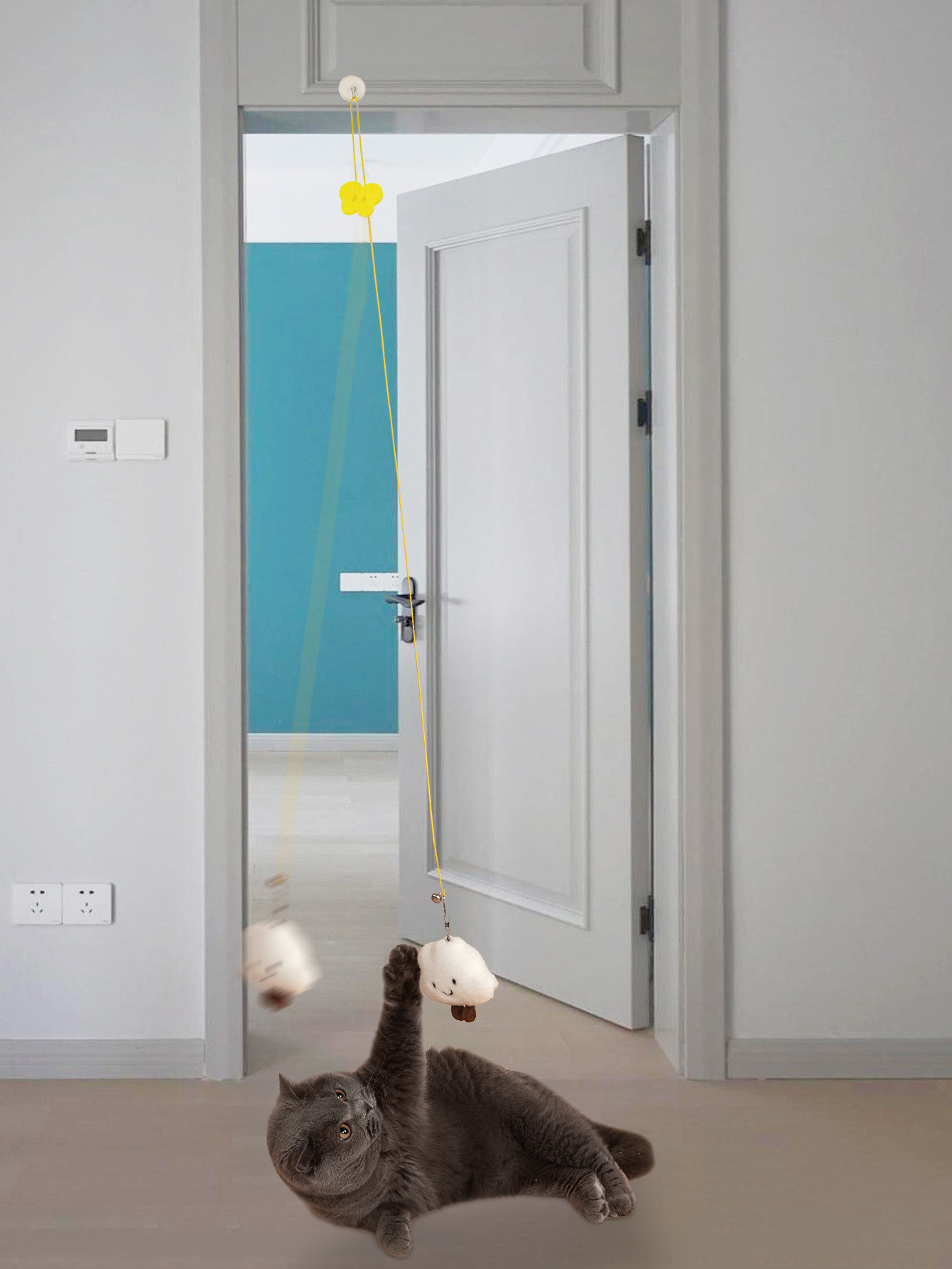 New cat-playing stick, swing, hanging door, cat toy, butterfly with catnip, self-entertainment, hanging, telescopic and adjustable pic 66