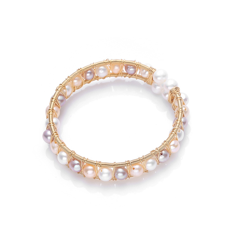 Natural freshwater pearl 14K gold-plated wound bracelet, multi-bead one-arrow heart-piercing double-row bracelet, a grand European and American girl pic 9