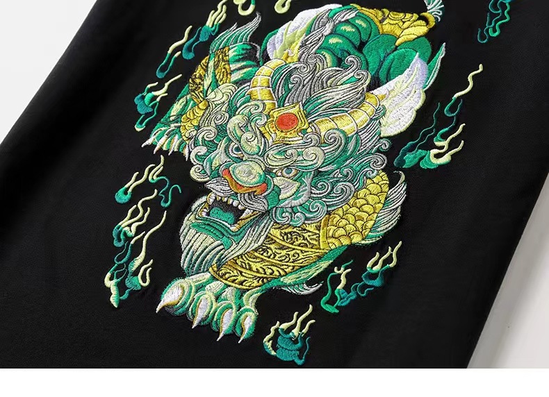 2025新品重工刺绣貔貅短袖T恤半袖男士夏季透气中国风国潮短袖男详情15