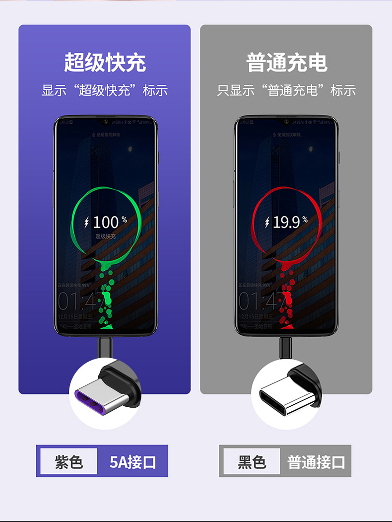 66W一拖三6A超级快充适用于安卓TYPE-C苹果编织三合一手机数据线详情9