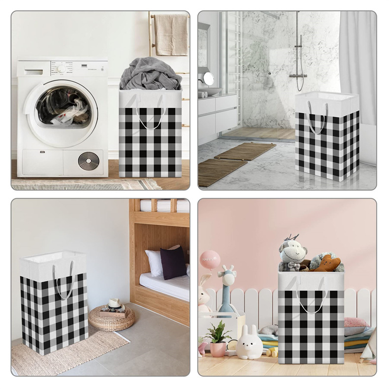 Foldable fabric hand-held storage bucket for household sundries, bathroom dirty clothes basket, square waterproof laundry basket pic 9