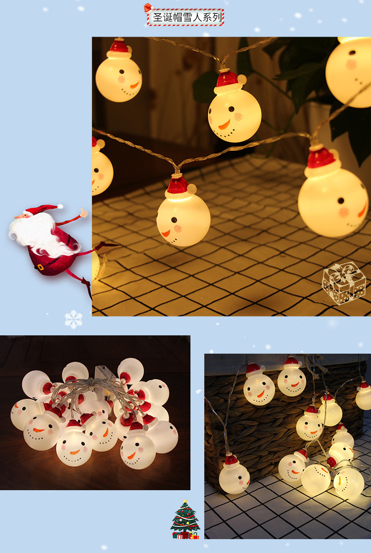 Cross-border best-selling led Christmas snowman light string, Santa Claus festival small colorful lights, girlish heart decoration string lights pic 5