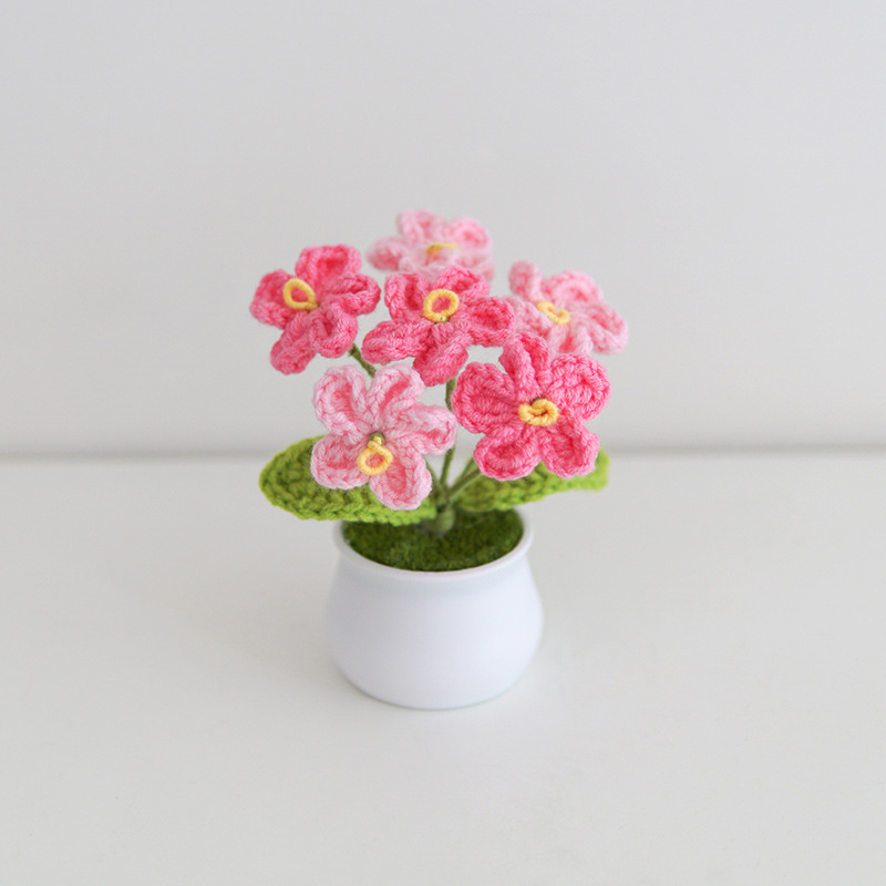 Finished hand-woven lily of the ear potted home decoration, knitted artificial flower yarn, crocheted sunflower bouquet gift pic 5