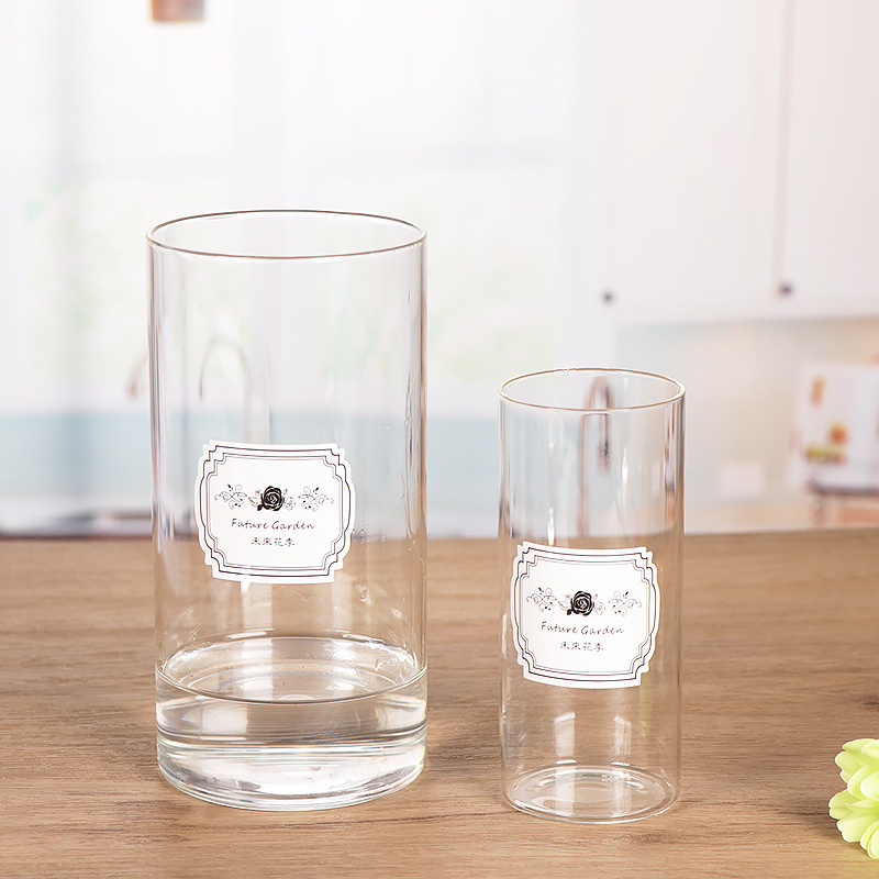 Nordic straight tube vase, simple transparent glass vase, home fresh flowers, hydroponic decoration, living room glass vase ornaments pic 12