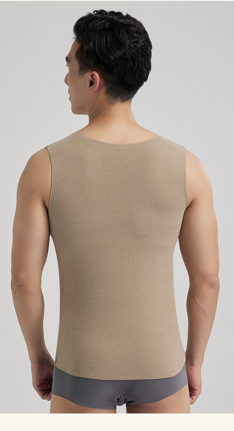 男士秋冬德绒保暖背心无痕防寒自发热打底马甲磨毛加绒加厚保暖衣详情20