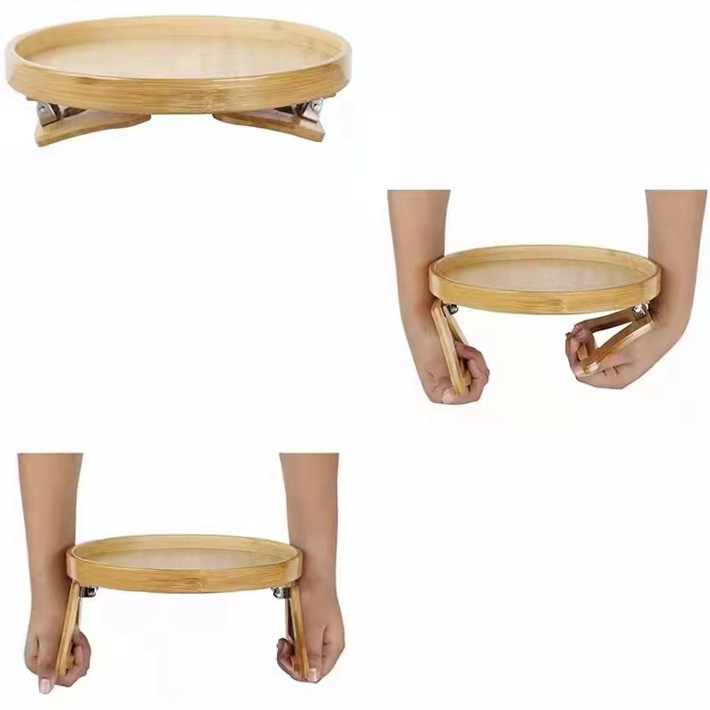 The wooden sofa armrest tray is a foldable sofa disc pic 9
