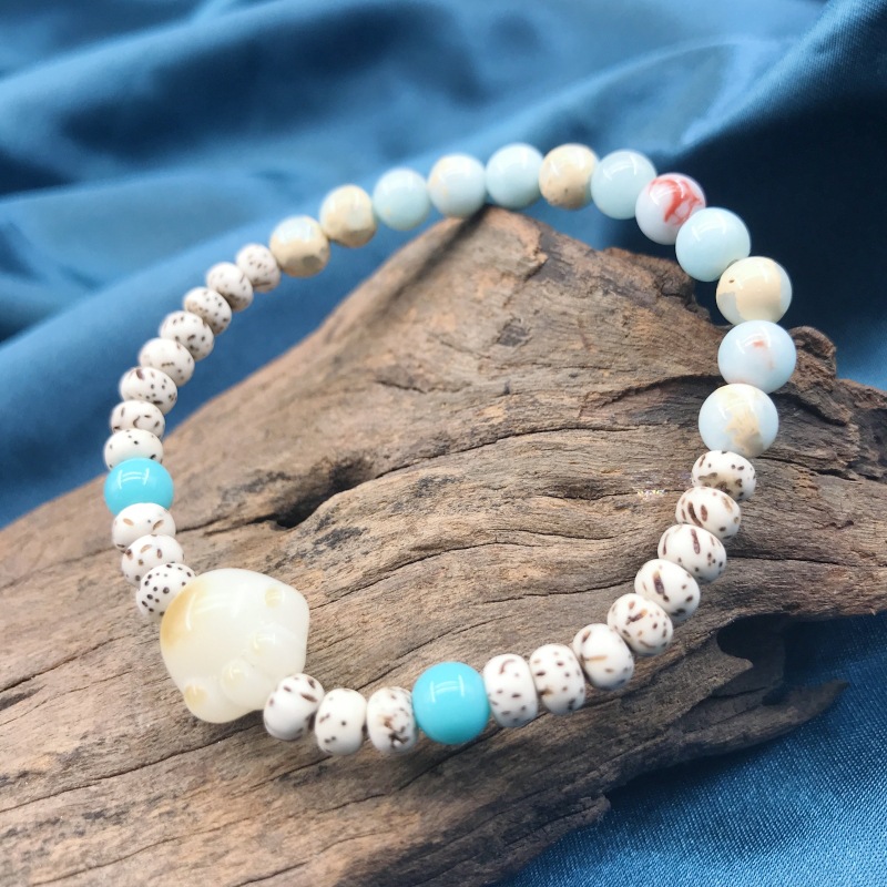 Mini Star and moon Bodhi seed bracelet, Shoushan charcoal-burned cat artistic and retro double and single loop bracelet and jewelry wholesale pic 14