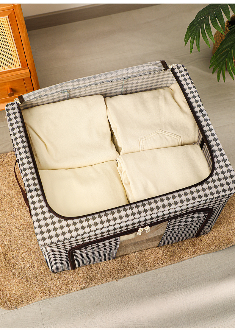 新品千鸟格收纳箱布艺衣物收纳牛津布收纳箱批发衣柜收纳百纳箱子详情6