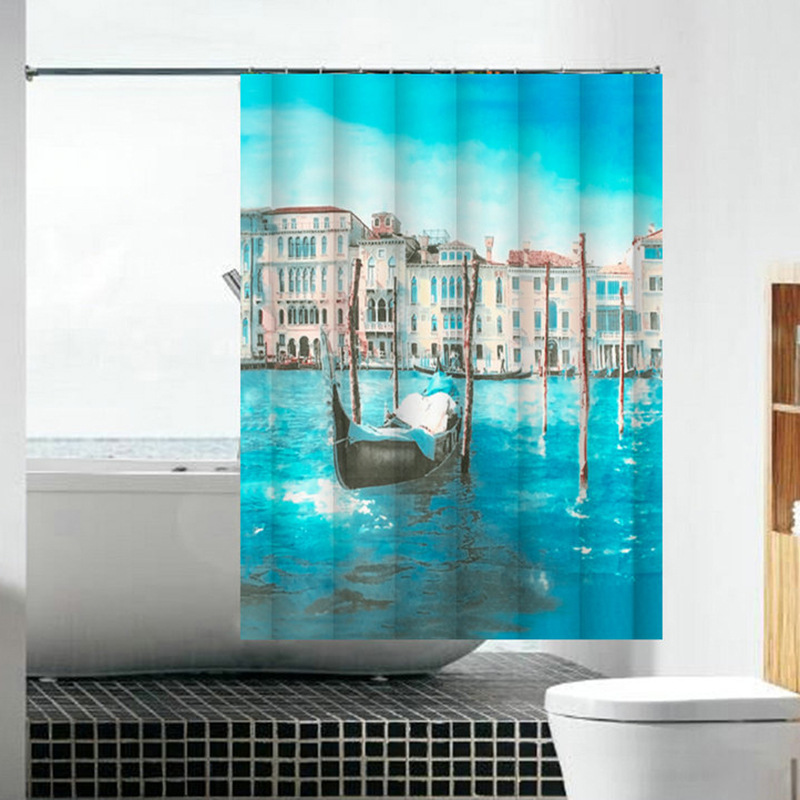 Factory supply of polyester waterproof bath curtains, hot sale and wholesale. Digital printing bathroom sets. Customization is supported based on provided drawings pic 24
