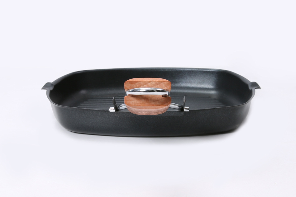 Steak frying pan, breakfast frying pan, folding wooden handle, flat, non-stick, gas induction cooker, customizable LOGO steak pan pic 5