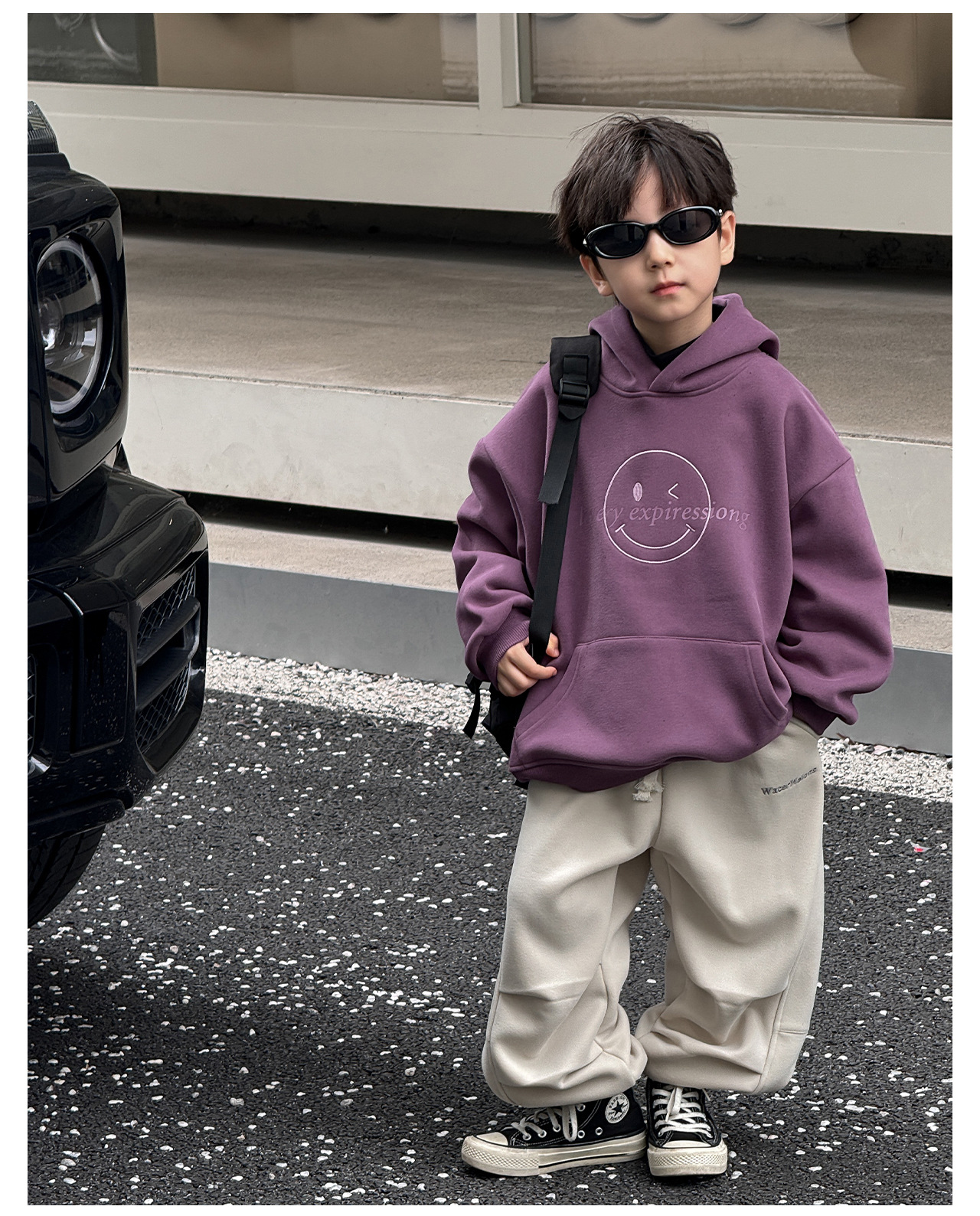 童酷2024儿童冬款湖州织里童装韩版宝宝上衣笑脸刺绣连帽男童卫衣详情17