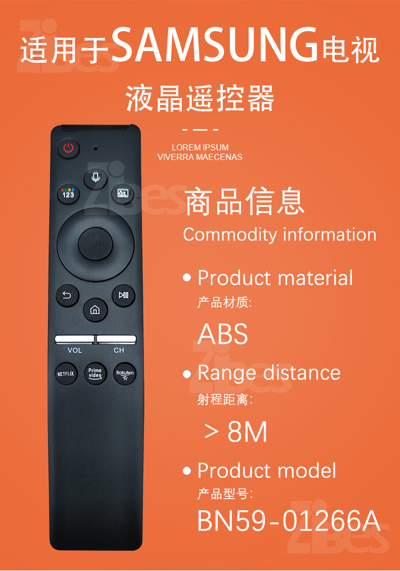 The Zibesi smart voice remote control is suitable for Samsung LCD TVS with Netflix and Prime buttons pic 1