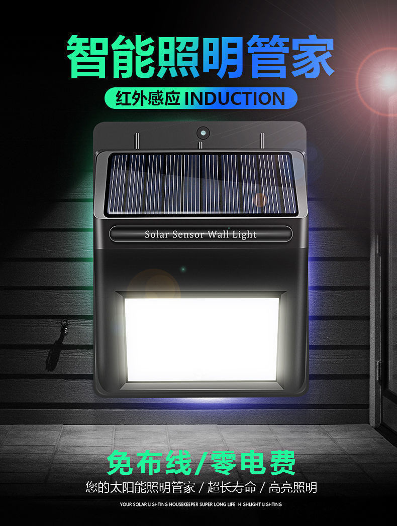 Outdoor solar lighting garden lamps, human-sensing ultra-bright waterproof wall lamps, new rural household outdoor street lamps pic 1