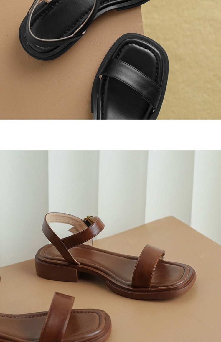 网红爆款凉鞋女一字带平底高级方头韩版百搭舒适外穿防滑罗马鞋子详情12