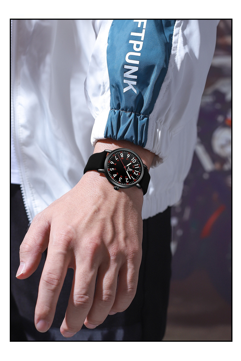 抖音爆款女士硅胶手表 跨境简约防水手环 高级轻奢夜光石英女表详情4