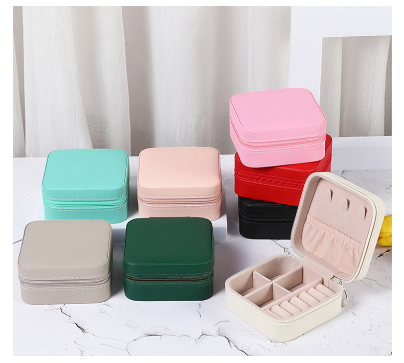 PU简约收纳首饰盒 创意便携分格饰品收纳盒 耳钉环戒指小首饰盒详情18