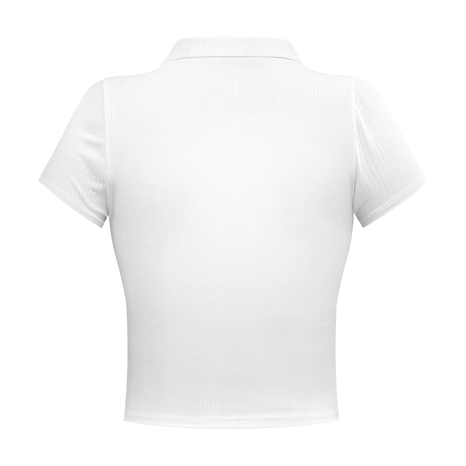 Moda europea y americana verano mujer retro chic recorte de la cintura sudadera corte corto polo manga corta casual camiseta top pic 21