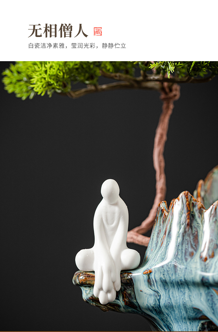 迎客松流水摆件  树脂工艺品 办公室装饰品 详情8