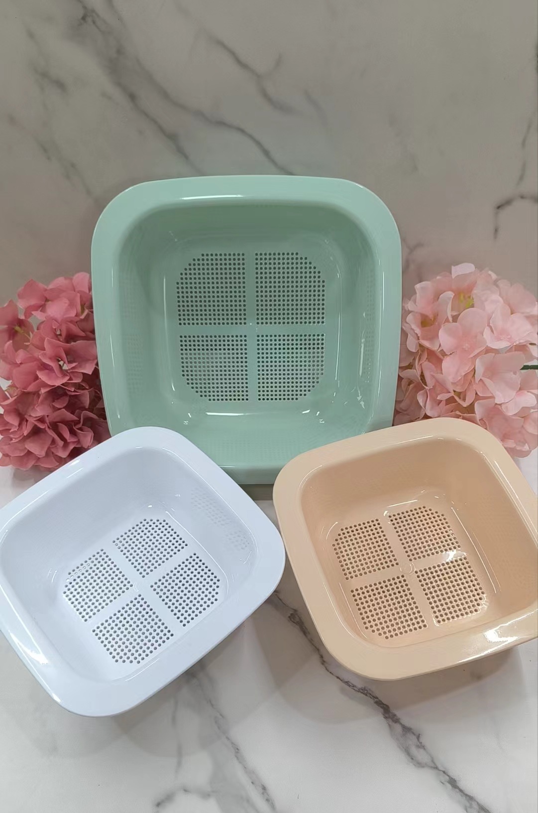 新款沥水篮厨房双层塑料创意洗菜篮家用多功能洗水果滤水加厚沥水详情8