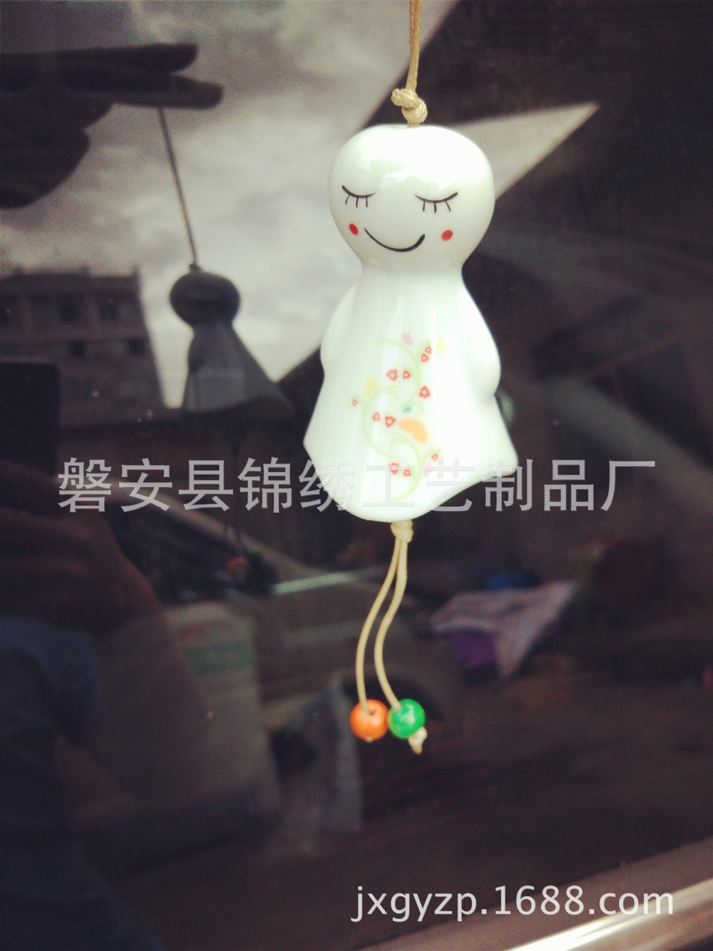 Hot-selling ceramic sunny day doll wind chime, sunny day doll pendant, car hanging, home decoration pendant pic 5
