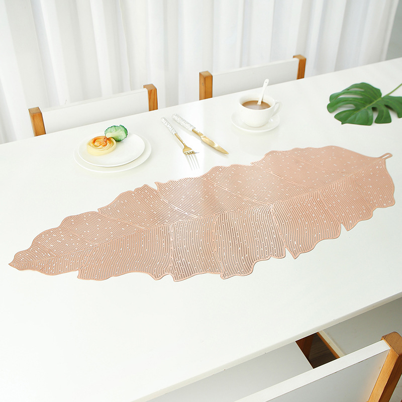 Cross-border best-selling banana leaf table flag heat insulation table mat, retro and simple tea flag cloth, household coffee table decoration mat wholesale pic 2