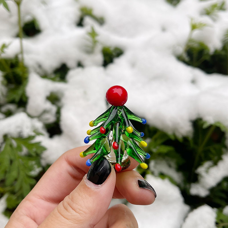 圣诞节礼物拉丝圣诞树淄博琉璃工艺品玻璃制品桌面摆件手工装饰灯详情30