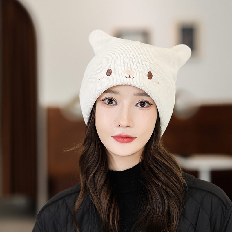 Gorro de punto mujer otoño invierno japonés manga de dibujos animados lindo gorro de oreja de conejo versión coreana heap heap gorro térmico gorro frío pic 10