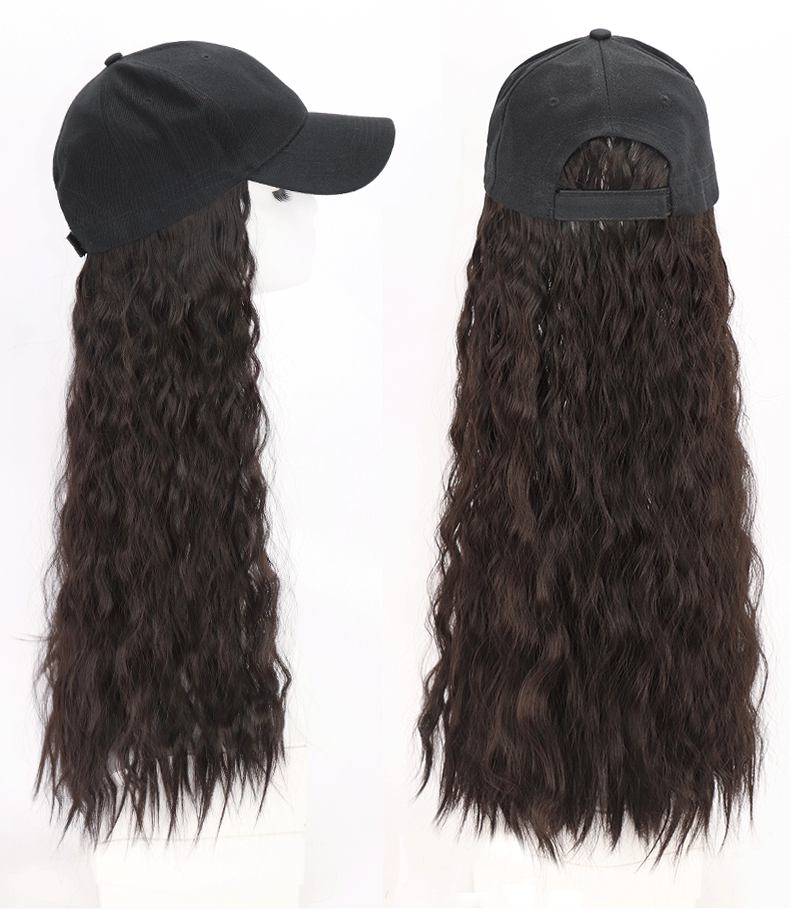 Wholesale of wigs for women, long curly hair, popular wool curls, fashionable baseball caps, new-style hats and wigs in one piece from the manufacturer pic 11
