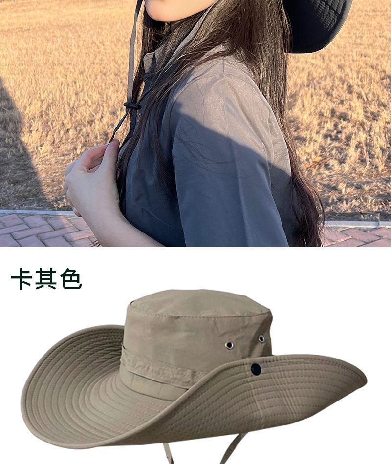 夏季户外防晒渔夫帽大檐遮阳钓鱼帽男女通用纯色防晒丛林登山帽详情13